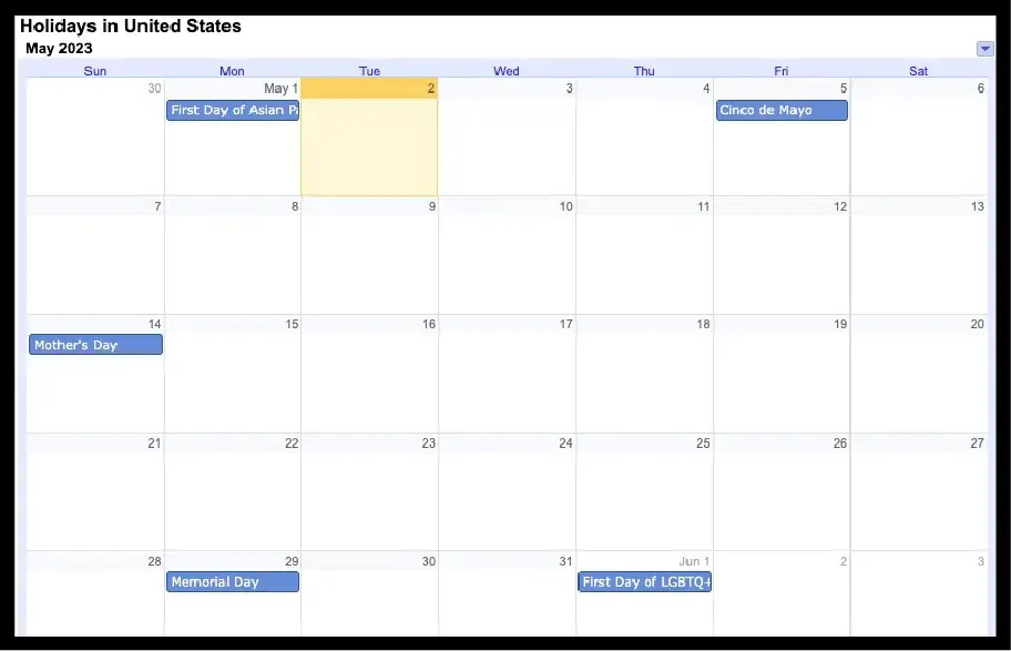 Google calendar large